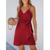 imageCUPSHE Women Spaghetti Strap Summer Dress Surplice V Neck Wrap Waist Tie Casual Beach Sundress Holiday Vacation Mini DressRed