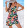 imageCUPSHE Women Spaghetti Strap Summer Dress Surplice V Neck Wrap Waist Tie Casual Beach Sundress Holiday Vacation Mini DressTropical