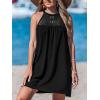 imageCUPSHE Women Swimsuit Cover Ups Halter Sleeveless Hollow Out Casual Loose Beach Coverup DressBlack