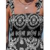 imageCUPSHE Womens Maxi Dress Casual Smocked Straps Paisley Ruffled Slit A Line Long Beach Summer DressBlack