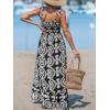 imageCUPSHE Womens Maxi Dress Casual Smocked Straps Paisley Ruffled Slit A Line Long Beach Summer DressBlack