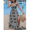 imageCUPSHE Womens Maxi Dress Casual Smocked Straps Paisley Ruffled Slit A Line Long Beach Summer DressBlack