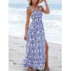 imageCUPSHE Womens Maxi Dress Casual Smocked Straps Paisley Ruffled Slit A Line Long Beach Summer DressBlue