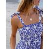 imageCUPSHE Womens Maxi Dress Casual Smocked Straps Paisley Ruffled Slit A Line Long Beach Summer DressBlue