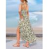 imageCUPSHE Womens Maxi Dress Casual Smocked Straps Paisley Ruffled Slit A Line Long Beach Summer DressGreen Tropical