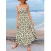 imageCUPSHE Womens Maxi Dress Casual Smocked Straps Paisley Ruffled Slit A Line Long Beach Summer DressGreen Tropical