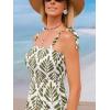 imageCUPSHE Womens Maxi Dress Casual Smocked Straps Paisley Ruffled Slit A Line Long Beach Summer DressGreen Tropical