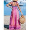 imageCUPSHE Womens Maxi Dress Casual Smocked Straps Paisley Ruffled Slit A Line Long Beach Summer DressPink Paisley