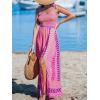 imageCUPSHE Womens Maxi Dress Casual Smocked Straps Paisley Ruffled Slit A Line Long Beach Summer DressPink Paisley