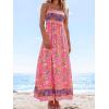 imageCUPSHE Womens Maxi Dress Ditsy Floral Smocked Summer Sundress Sleeveless Ruffled Spaghetti Straps Long Beach Formal DressFuchsia Pink