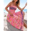 imageCUPSHE Womens Maxi Dress Ditsy Floral Smocked Summer Sundress Sleeveless Ruffled Spaghetti Straps Long Beach Formal DressFuchsia Pink