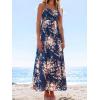 imageCUPSHE Womens Maxi Dress Ditsy Floral Smocked Summer Sundress Sleeveless Ruffled Spaghetti Straps Long Beach Formal DressMidnight Blue