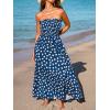 imageCUPSHE Womens Maxi Dress Ditsy Floral Smocked Summer Sundress Sleeveless Ruffled Spaghetti Straps Long Beach Formal DressNavy Dots