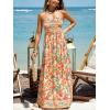 imageCUPSHE Womens Maxi Dress Ditsy Floral Smocked Summer Sundress Sleeveless Ruffled Spaghetti Straps Long Beach Formal DressOrange Floral