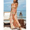 imageCUPSHE Womens Maxi Dress Ditsy Floral Smocked Summer Sundress Sleeveless Ruffled Spaghetti Straps Long Beach Formal DressOrange Floral