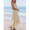imageCUPSHE Womens Maxi Dress V Neck Sleeveless Lace Tassel Smocked Waist Cover Up Beach Formal Long DressBeige