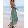 imageCUPSHE Womens Maxi Dress V Neck Sleeveless Lace Tassel Smocked Waist Cover Up Beach Formal Long DressMint Green