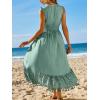 imageCUPSHE Womens Maxi Dress V Neck Sleeveless Lace Tassel Smocked Waist Cover Up Beach Formal Long DressMint Green