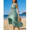 imageCUPSHE Womens Maxi Dress V Neck Sleeveless Lace Tassel Smocked Waist Cover Up Beach Formal Long DressMint Green