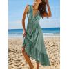imageCUPSHE Womens Maxi Dress V Neck Sleeveless Lace Tassel Smocked Waist Cover Up Beach Formal Long DressMint Green