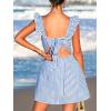 imageCUPSHE Womens Striped Mini Summer Dress Flutter Sleeve Casual Dresses Short Square Neck SundressBlue