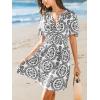imageCUPSHE Womens Summer Dresses 2025 V Neck Short Sleeve Flowy Aline Beach Vacation Dress with PocketsBlack