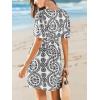 imageCUPSHE Womens Summer Dresses 2025 V Neck Short Sleeve Flowy Aline Beach Vacation Dress with PocketsBlack
