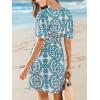 imageCUPSHE Womens Summer Dresses 2025 V Neck Short Sleeve Flowy Aline Beach Vacation Dress with PocketsGreen