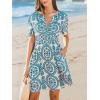 imageCUPSHE Womens Summer Dresses 2025 V Neck Short Sleeve Flowy Aline Beach Vacation Dress with PocketsGreen
