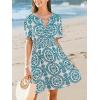 imageCUPSHE Womens Summer Dresses 2025 V Neck Short Sleeve Flowy Aline Beach Vacation Dress with PocketsGreen