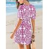 imageCUPSHE Womens Summer Dresses 2025 V Neck Short Sleeve Flowy Aline Beach Vacation Dress with PocketsPink