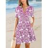 imageCUPSHE Womens Summer Dresses 2025 V Neck Short Sleeve Flowy Aline Beach Vacation Dress with PocketsPink