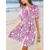 imageCUPSHE Womens Summer Dresses 2025 V Neck Short Sleeve Flowy Aline Beach Vacation Dress with PocketsPink