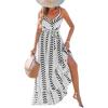 imageCUPSHE Women Maxi Dresses Spaghetti Straps V Neck Sleeveless Belted Beach Boho Ruffled Summer Pockets Vacation Casual DressBlack Striped