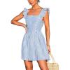 imageCUPSHE Womens Striped Mini Summer Dress Flutter Sleeve Casual Dresses Short Square Neck SundressBlue