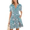 imageCUPSHE Womens Summer Dresses 2025 V Neck Short Sleeve Flowy Aline Beach Vacation Dress with PocketsGreen