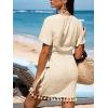 imageCUPSHE Women Bathing Suit Cover Up Sheer V Neck Short Sleeve Wrap Cover Ups for SwimwearTasselapricot