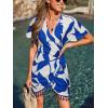 imageCUPSHE Women Bathing Suit Cover Up Sheer V Neck Short Sleeve Wrap Cover Ups for SwimwearTasselblue Colorblock