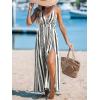 imageCUPSHE Women Halter Backless Summer Dresses Spaghetti Strap Side Slit Casual Beach Sundress Holiday Vacation Maxi DressBlack Geometric