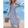 imageCUPSHE Women Halter Backless Summer Dresses Spaghetti Strap Side Slit Casual Beach Sundress Holiday Vacation Maxi DressBlue Geometric