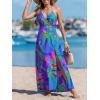 imageCUPSHE Women Halter Backless Summer Dresses Spaghetti Strap Side Slit Casual Beach Sundress Holiday Vacation Maxi DressBlue Pattern