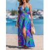 imageCUPSHE Women Halter Backless Summer Dresses Spaghetti Strap Side Slit Casual Beach Sundress Holiday Vacation Maxi DressBlue Pattern