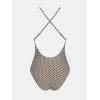 imageCUPSHE Women Swimsuit One Piece Bathing Suit Deep V Neck Crisscross Back Adjustable StrapBrownGeo