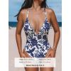 imageCUPSHE Women Swimsuit One Piece Bathing Suit Deep V Neck Crisscross Back Adjustable StrapNavy Floral