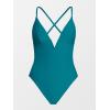imageCUPSHE Women Swimsuit One Piece Bathing Suit Deep V Neck Crisscross Back Adjustable StrapTeal