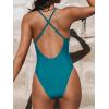 imageCUPSHE Women Swimsuit One Piece Bathing Suit Deep V Neck Crisscross Back Adjustable StrapTeal