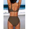 imageCUPSHE Womens Bikini Sets High Waisted Swimsuit Underwire Adjustable Straps Twisted Hook Full Coverage BottomChocolate Brown