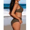 imageCUPSHE Womens Bikini Sets High Waisted Swimsuit Underwire Adjustable Straps Twisted Hook Full Coverage BottomChocolate Brown