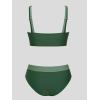 imageCUPSHE Womens Bikini Sets Scoop Neck Adjustable Straps Sporty Bathing Suit High Rise ColorblockBlackGreen