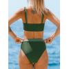imageCUPSHE Womens Bikini Sets Scoop Neck Adjustable Straps Sporty Bathing Suit High Rise ColorblockBlackGreen